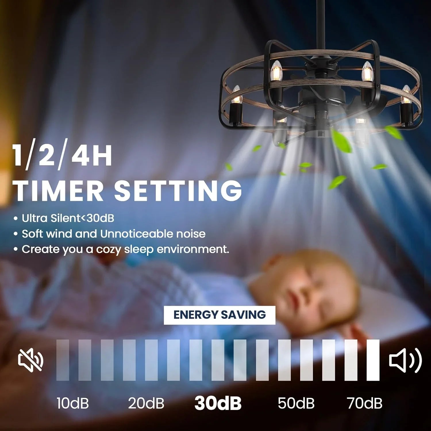 Farmhouse 25 inch Cage Ceiling Fan Light with Remote Control - Feyran
