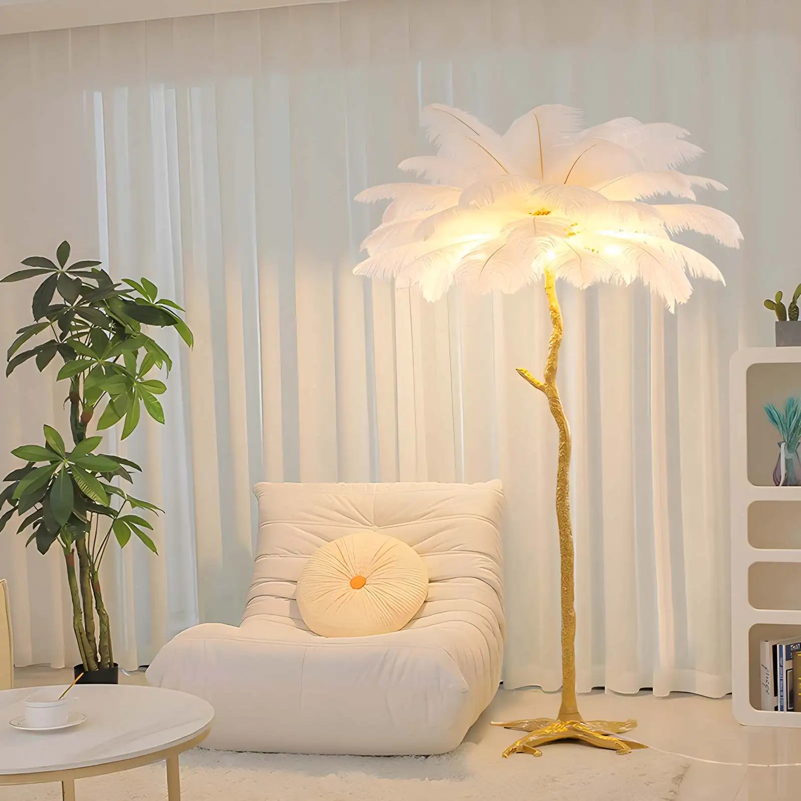 Feyran Feather Palm Tree Floor Lamp for Living Room