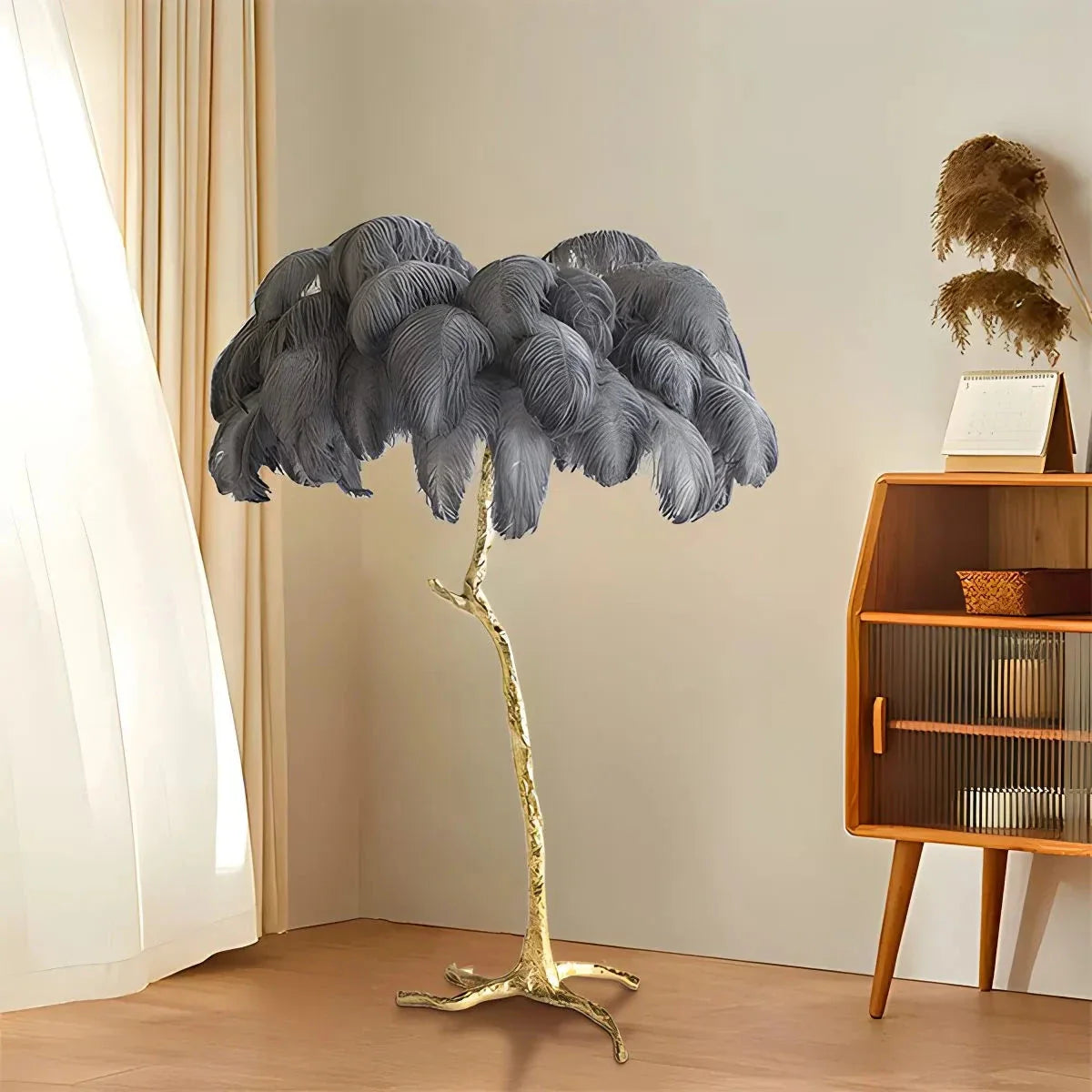 Feyran Feather Palm Tree Floor Lamp for Living Room
