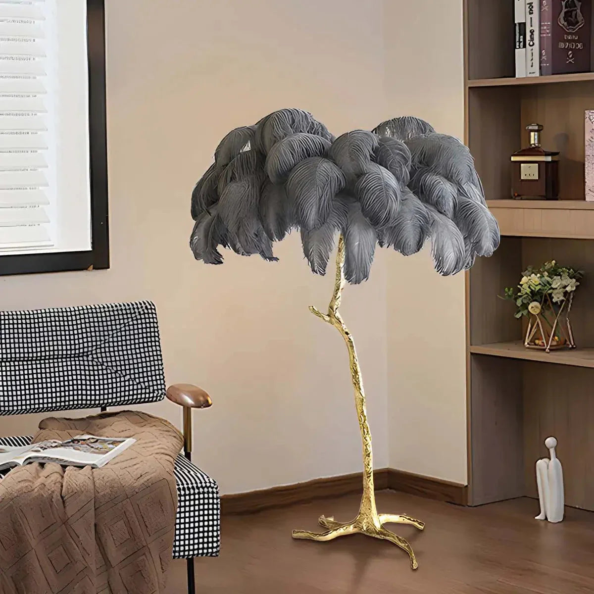 Feyran Feather Palm Tree Floor Lamp for Living Room