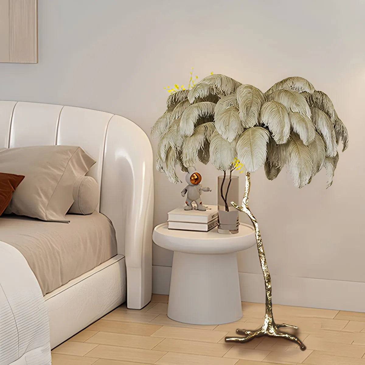 Feyran Feather Palm Tree Floor Lamp for Living Room