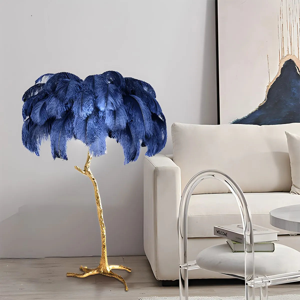Feyran Feather Palm Tree Floor Lamp for Living Room