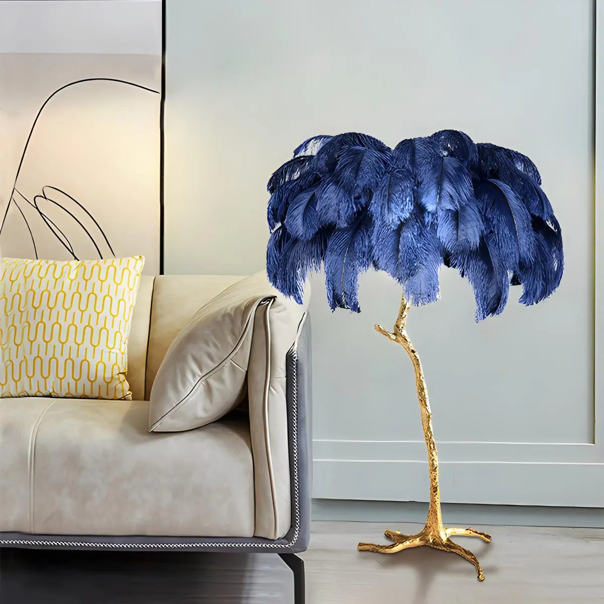 Feyran Feather Palm Tree Floor Lamp for Living Room