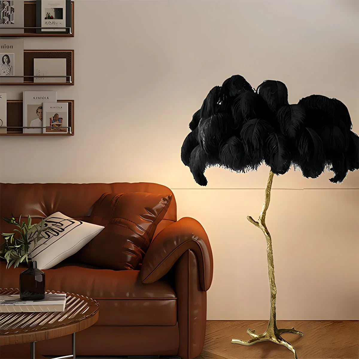 Feyran Feather Palm Tree Floor Lamp for Living Room