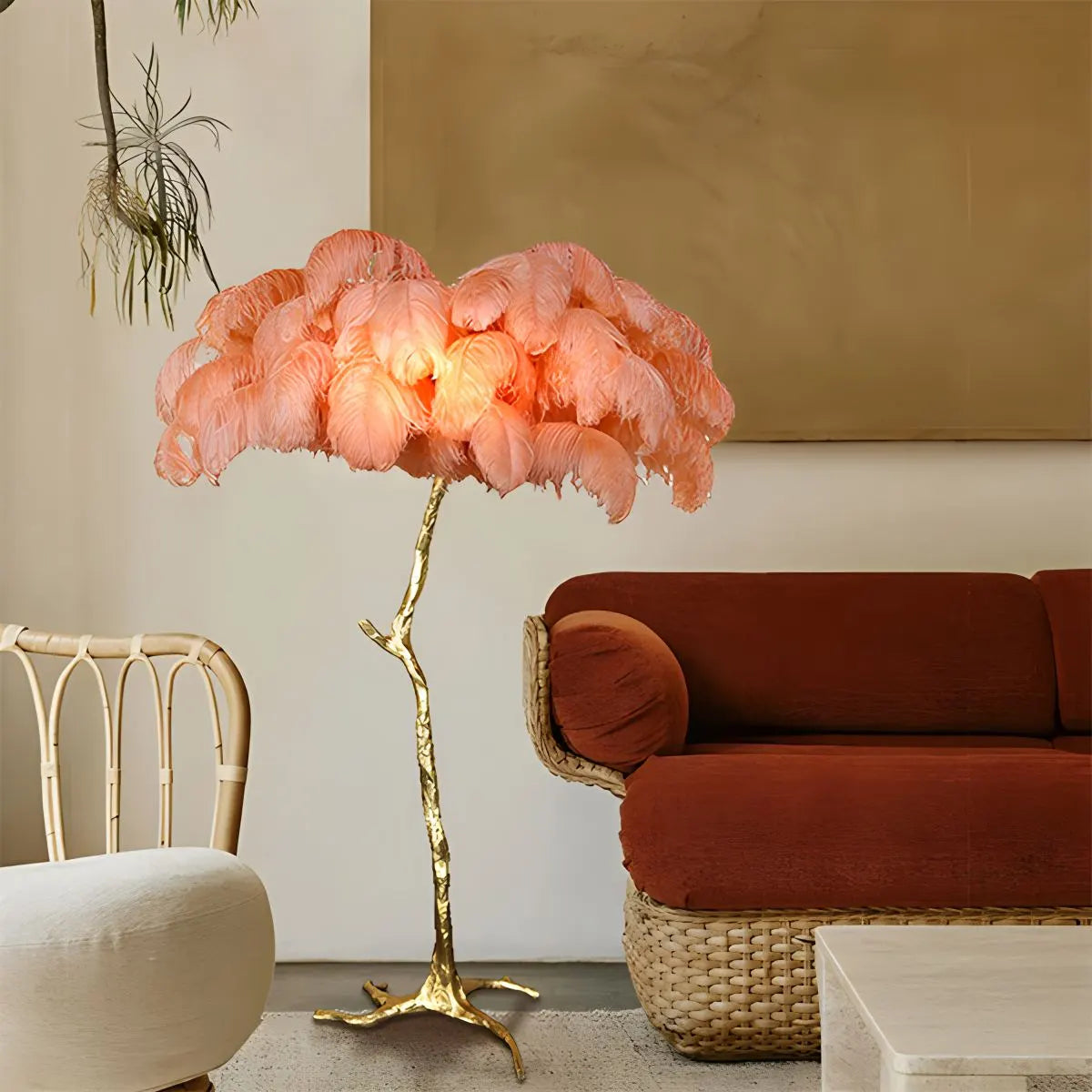 Feyran Feather Palm Tree Floor Lamp for Living Room