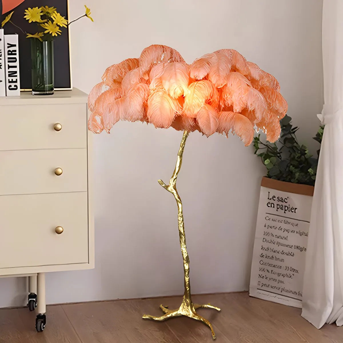 Feyran Feather Palm Tree Floor Lamp for Living Room