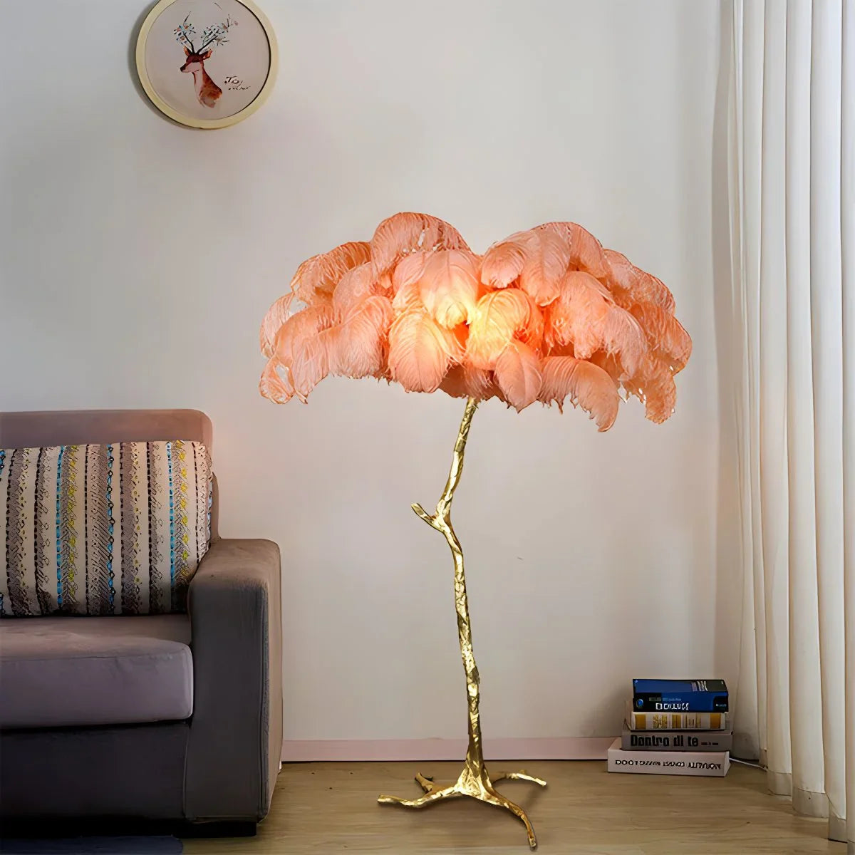 Feyran Feather Palm Tree Floor Lamp for Living Room