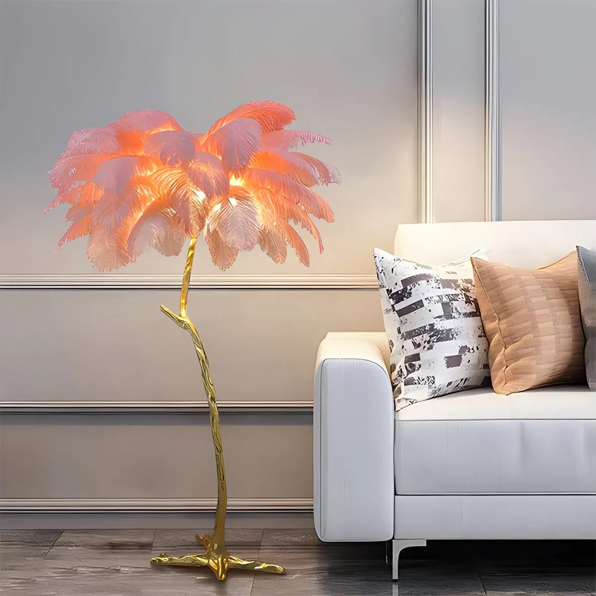 Feyran Feather Palm Tree Floor Lamp for Living Room