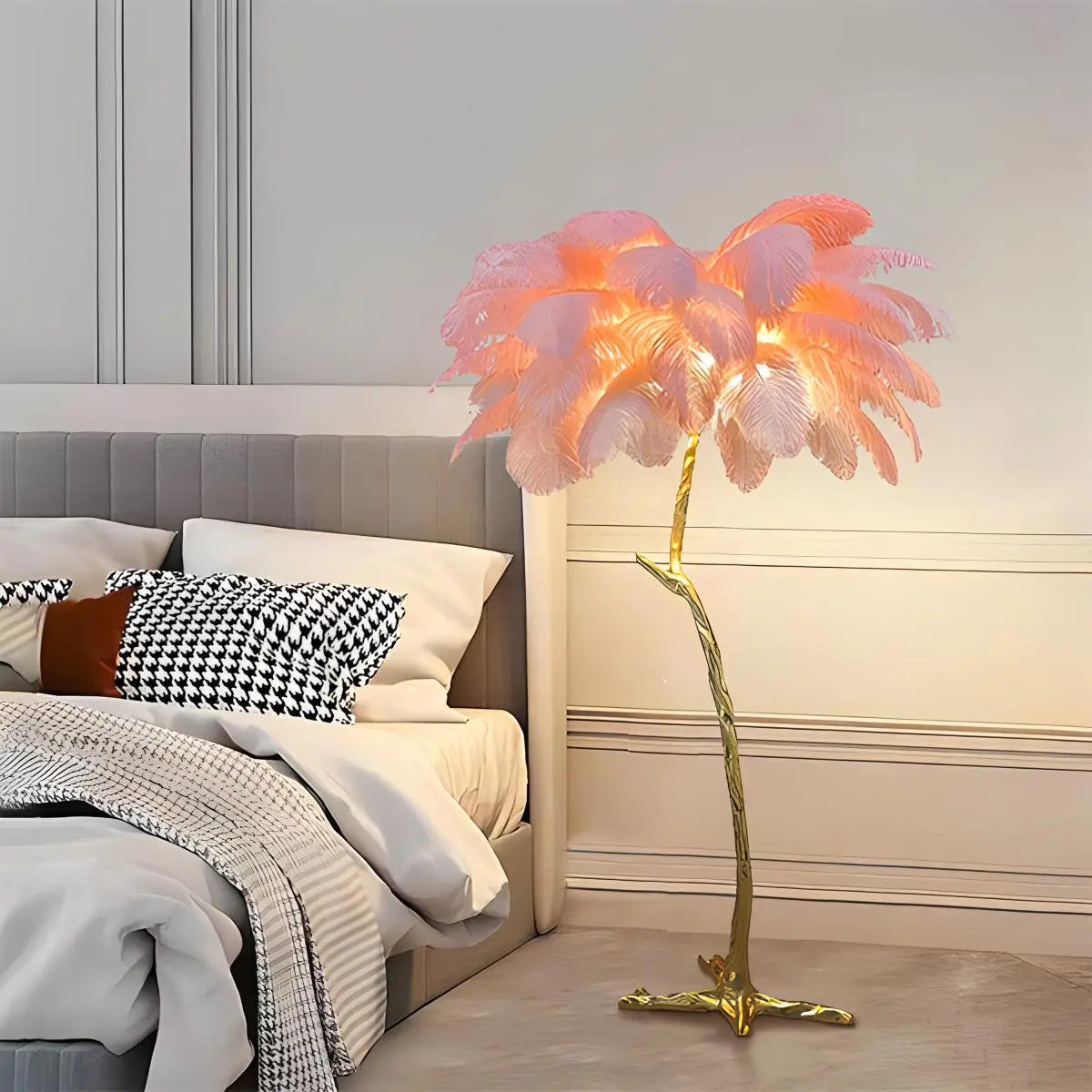 Feyran Feather Palm Tree Floor Lamp for Living Room