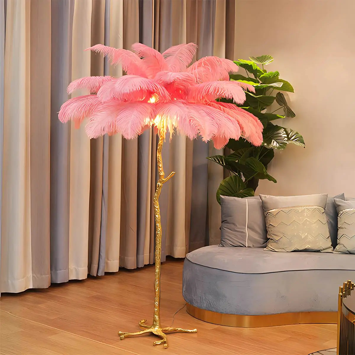 Feyran Feather Palm Tree Floor Lamp for Living Room