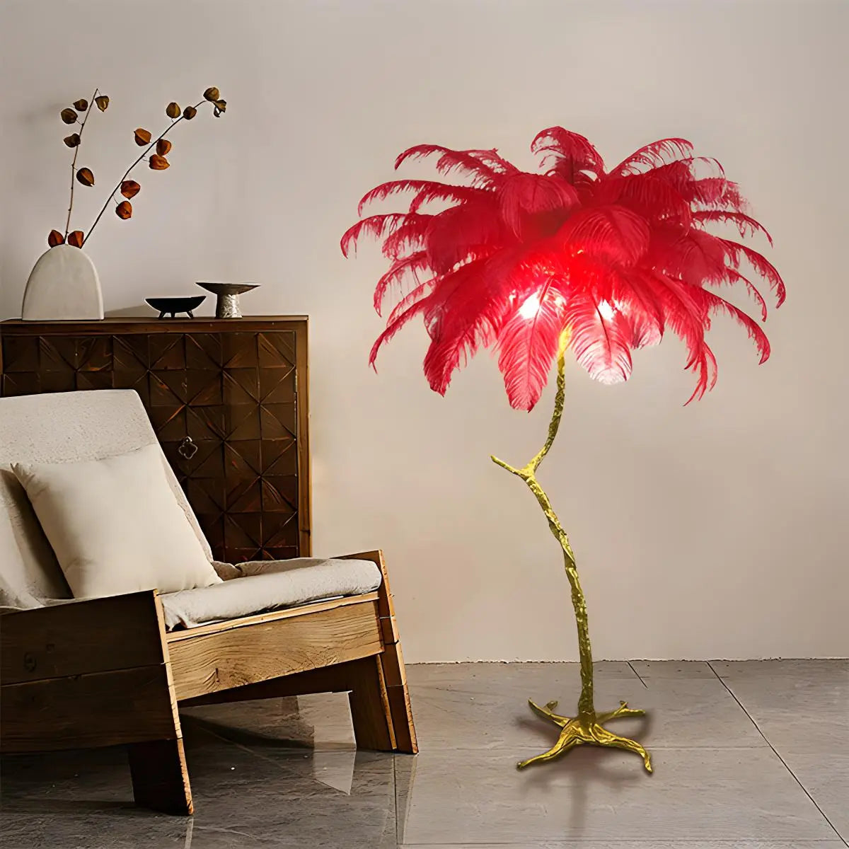 Feyran Feather Palm Tree Floor Lamp for Living Room
