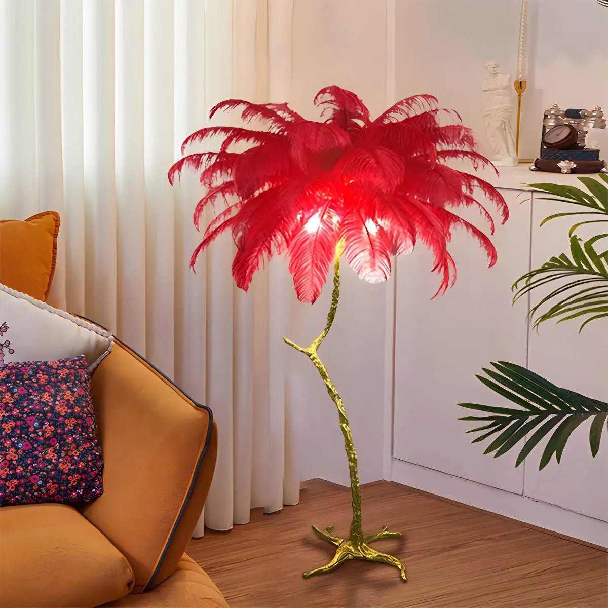 Feyran Feather Palm Tree Floor Lamp for Living Room