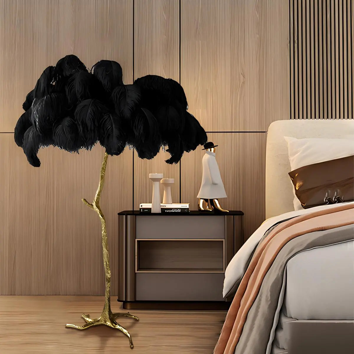 Feyran Feather Palm Tree Floor Lamp for Living Room