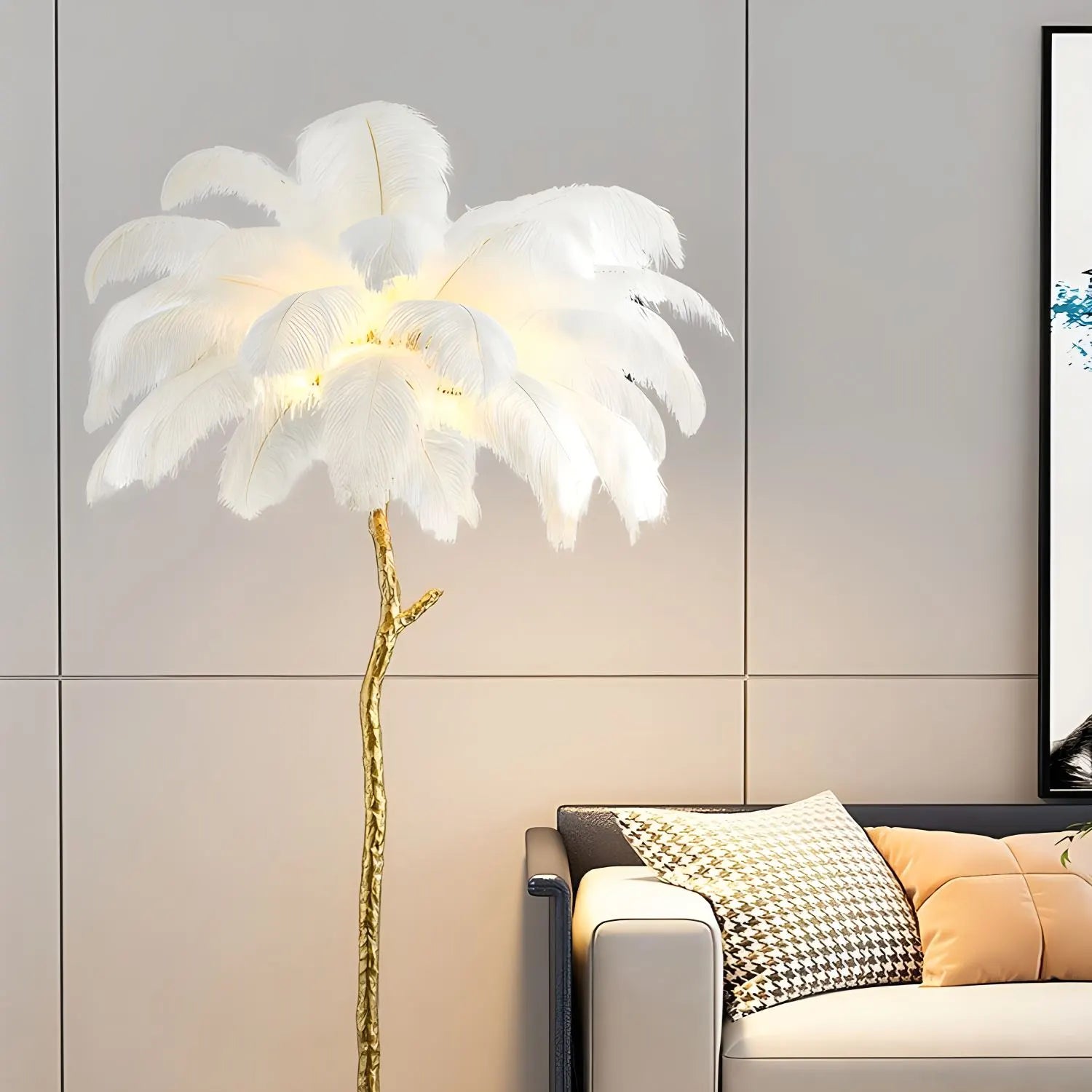 Feyran Feather Palm Tree Floor Lamp for Living Room