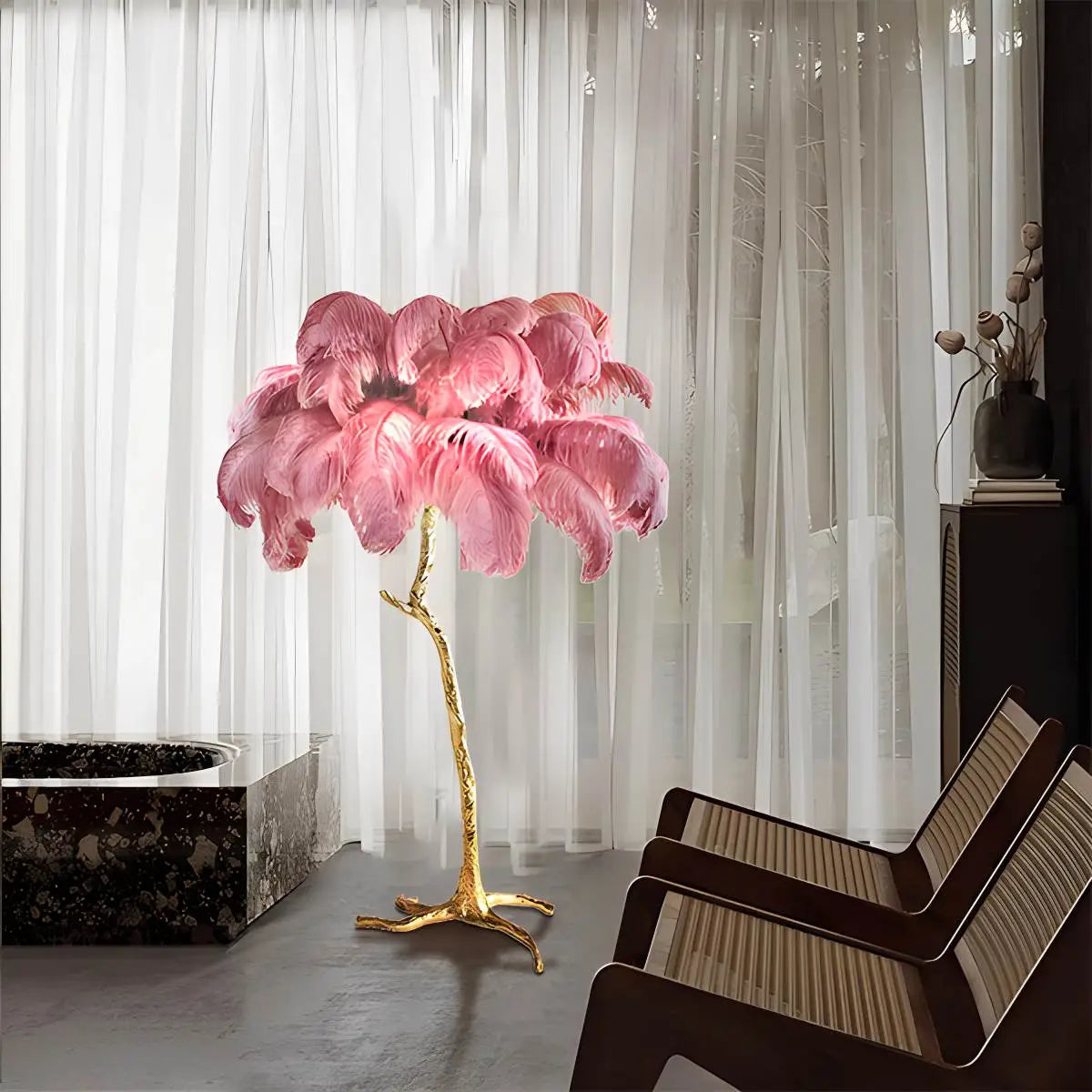 Feyran Feather Palm Tree Floor Lamp for Living Room