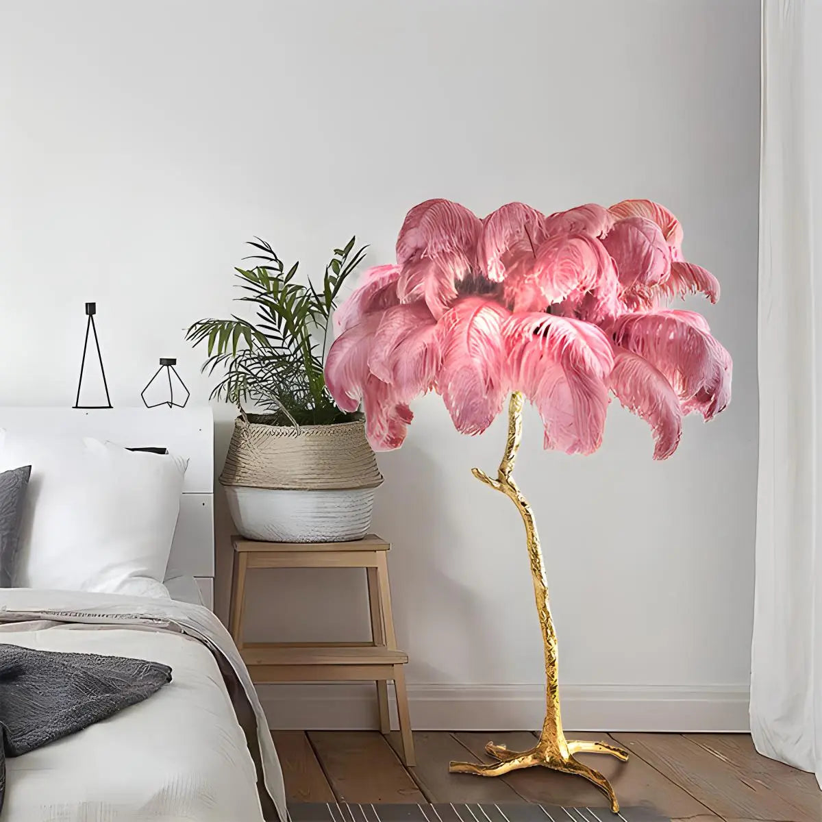 Feyran Feather Palm Tree Floor Lamp for Living Room