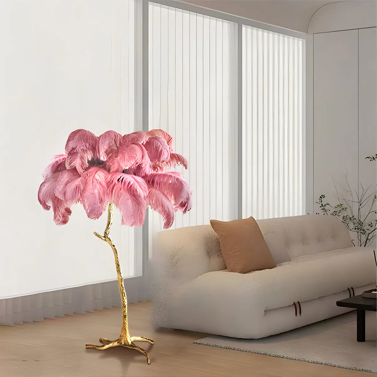 Feyran Feather Palm Tree Floor Lamp for Living Room