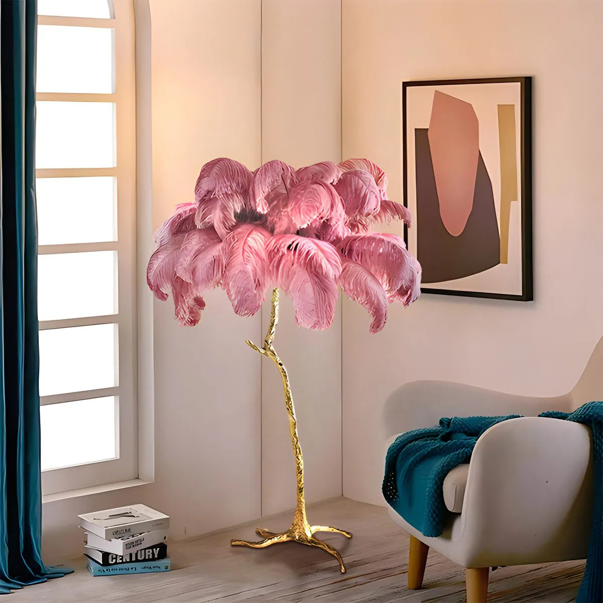 Feyran Feather Palm Tree Floor Lamp for Living Room