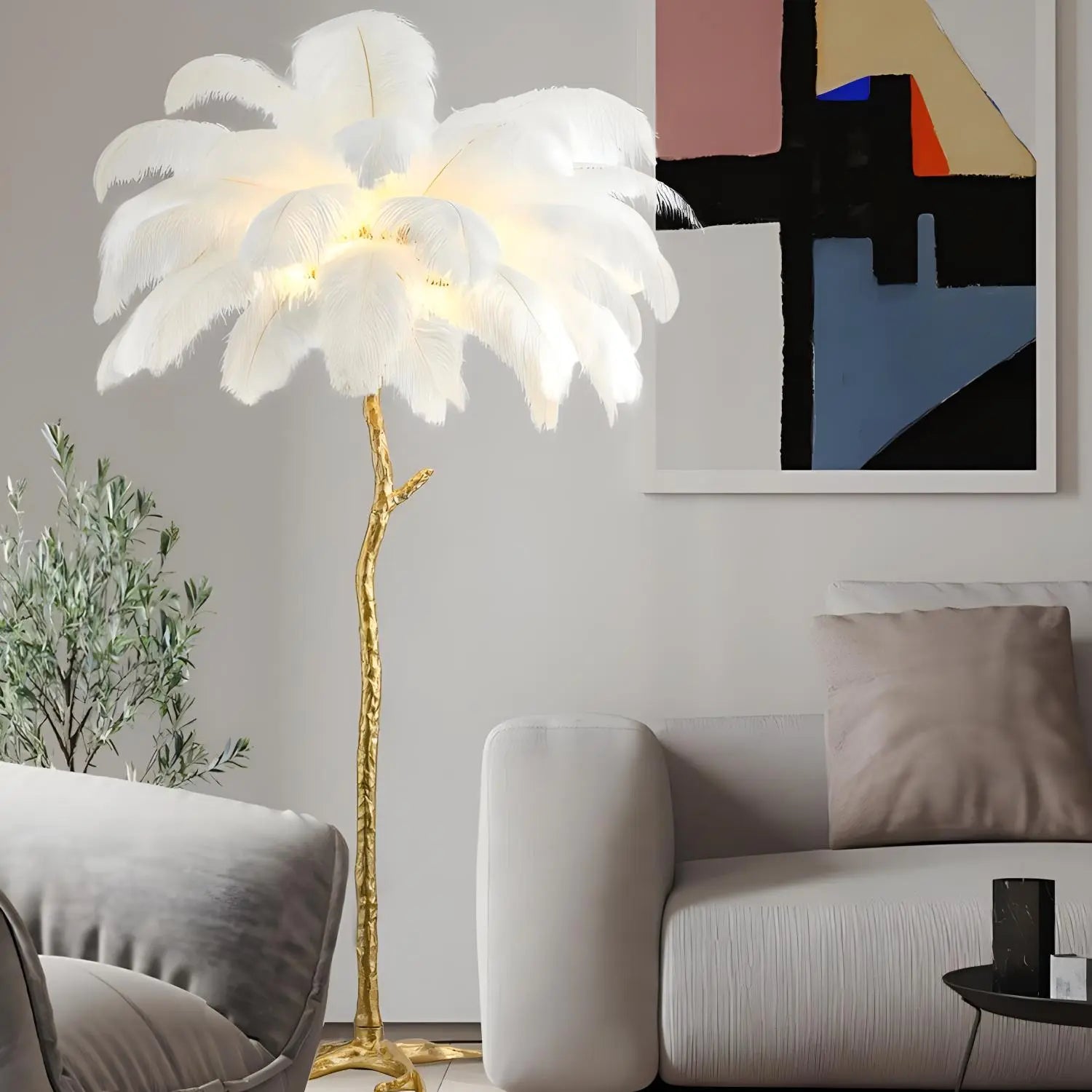 Feyran Feather Palm Tree Floor Lamp for Living Room