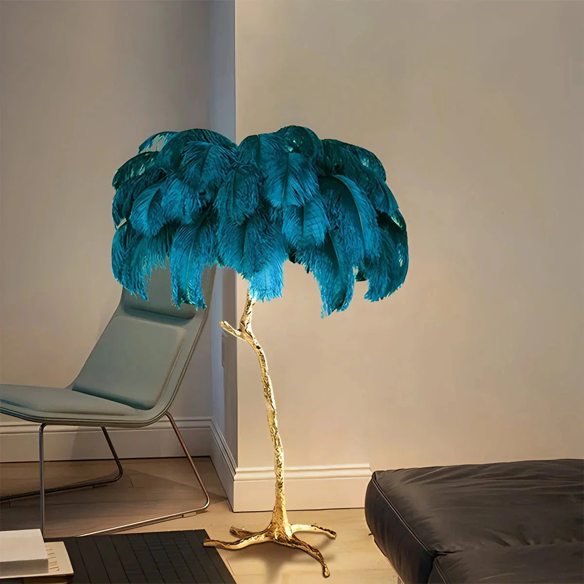 Feyran Feather Palm Tree Floor Lamp for Living Room