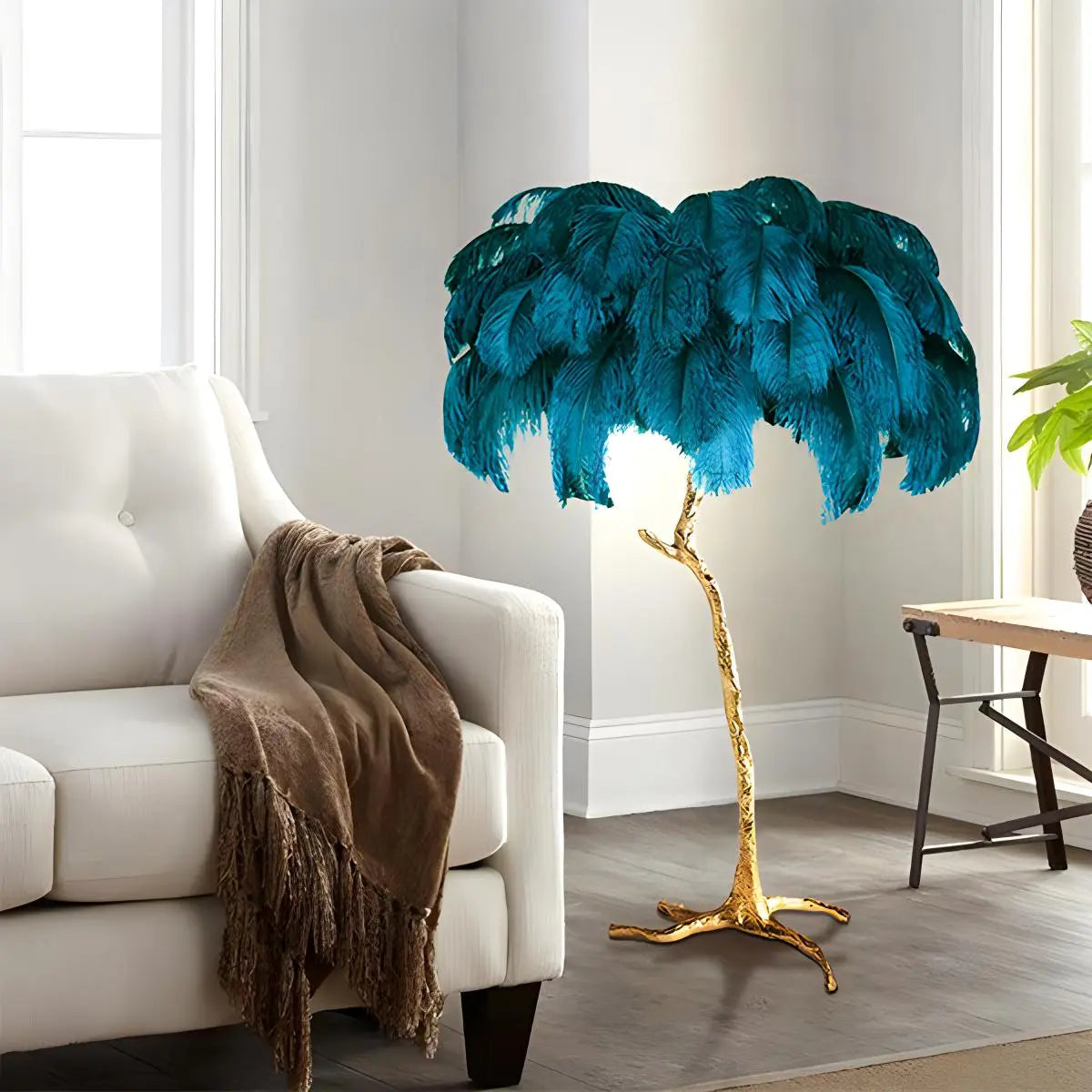 Feyran Feather Palm Tree Floor Lamp for Living Room
