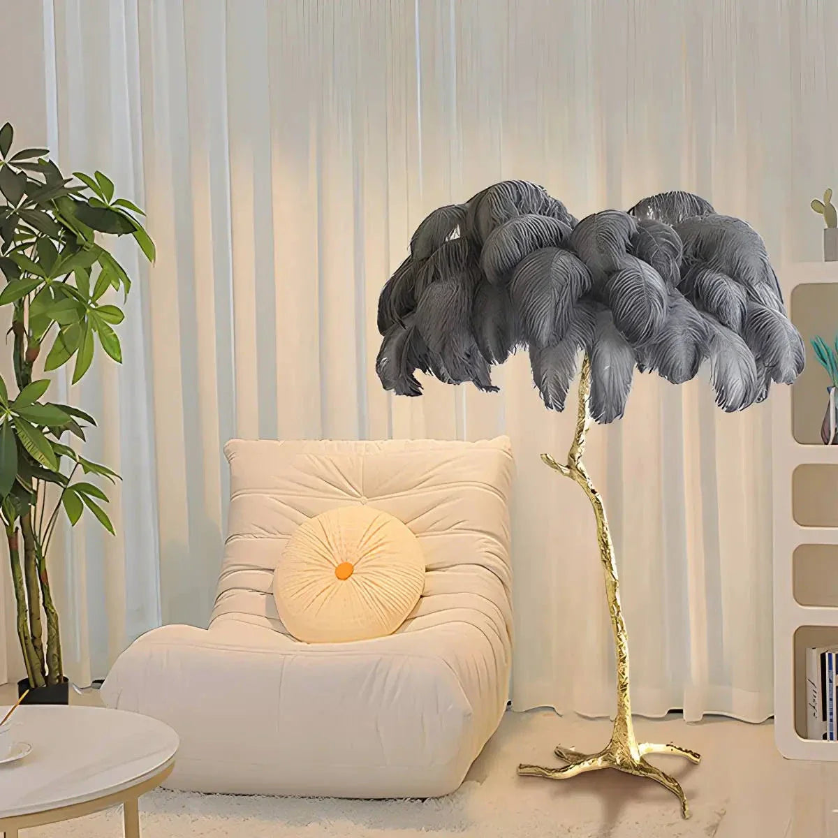 Feyran Feather Palm Tree Floor Lamp for Living Room