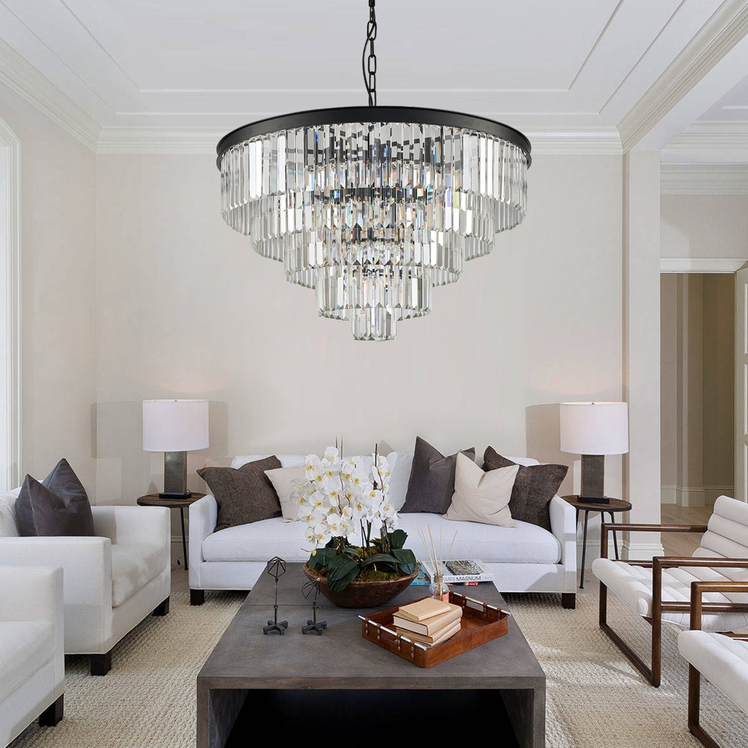 Five & Seven Tiers Crystal Chandelier - Pendant Light - Living Room | Feyran