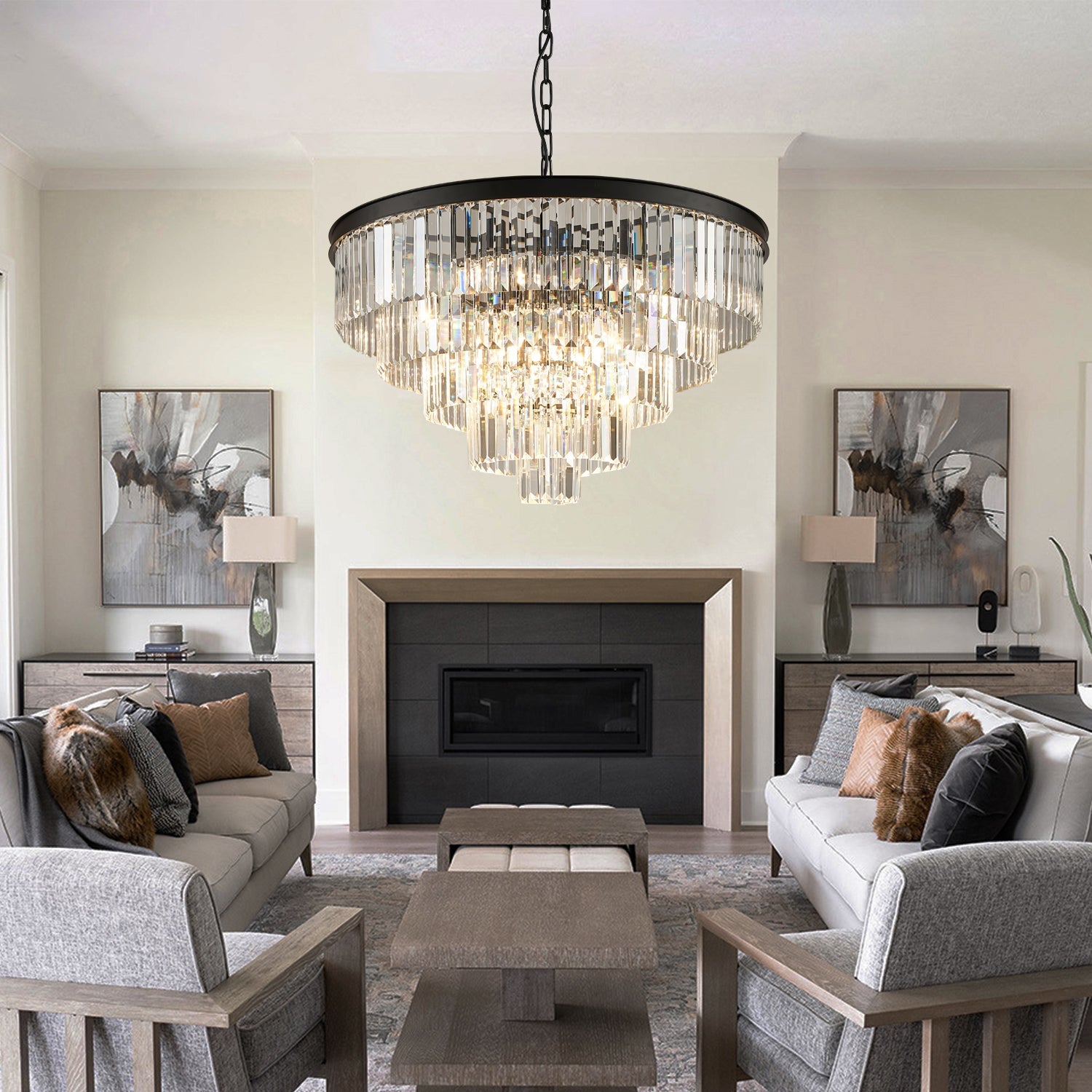 Five & Seven Tiers Crystal Chandelier - Pendant Light - Living Room | Feyran