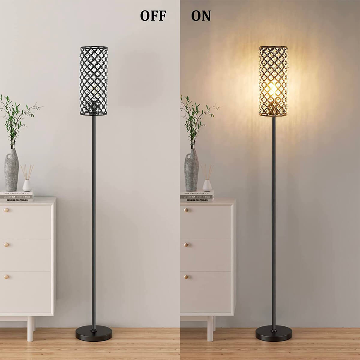 Floor-lamp-iron-modern-crystal-sofa-bedside-lamps-light on | Feyran