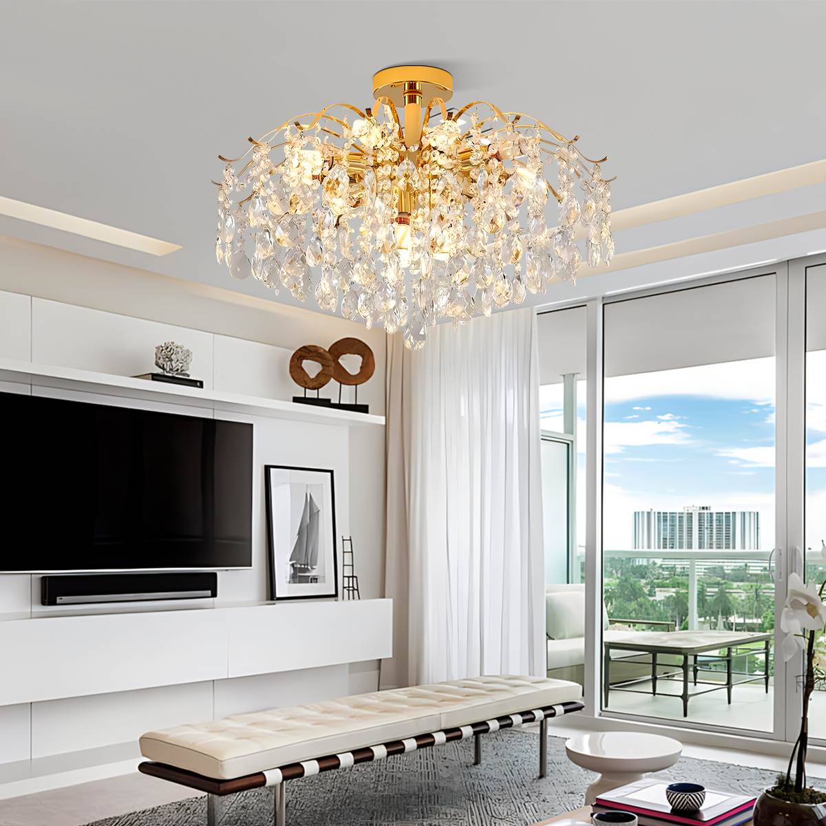Feyran French Vintage Crystal Ceiling Chandelier