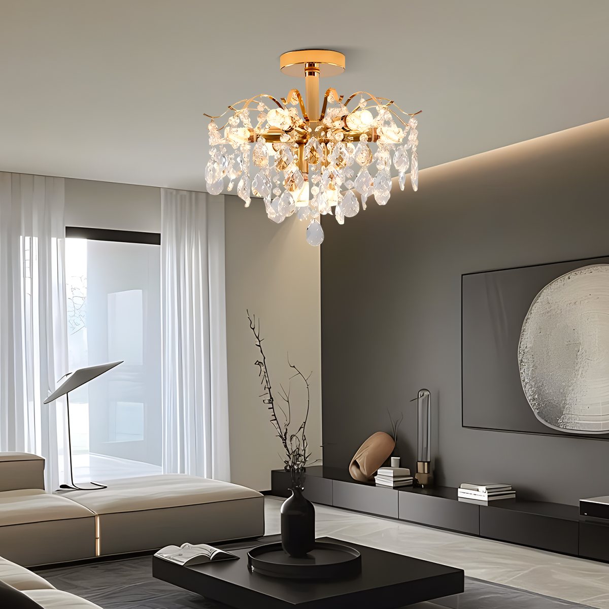 Feyran French Vintage Crystal Ceiling Chandelier