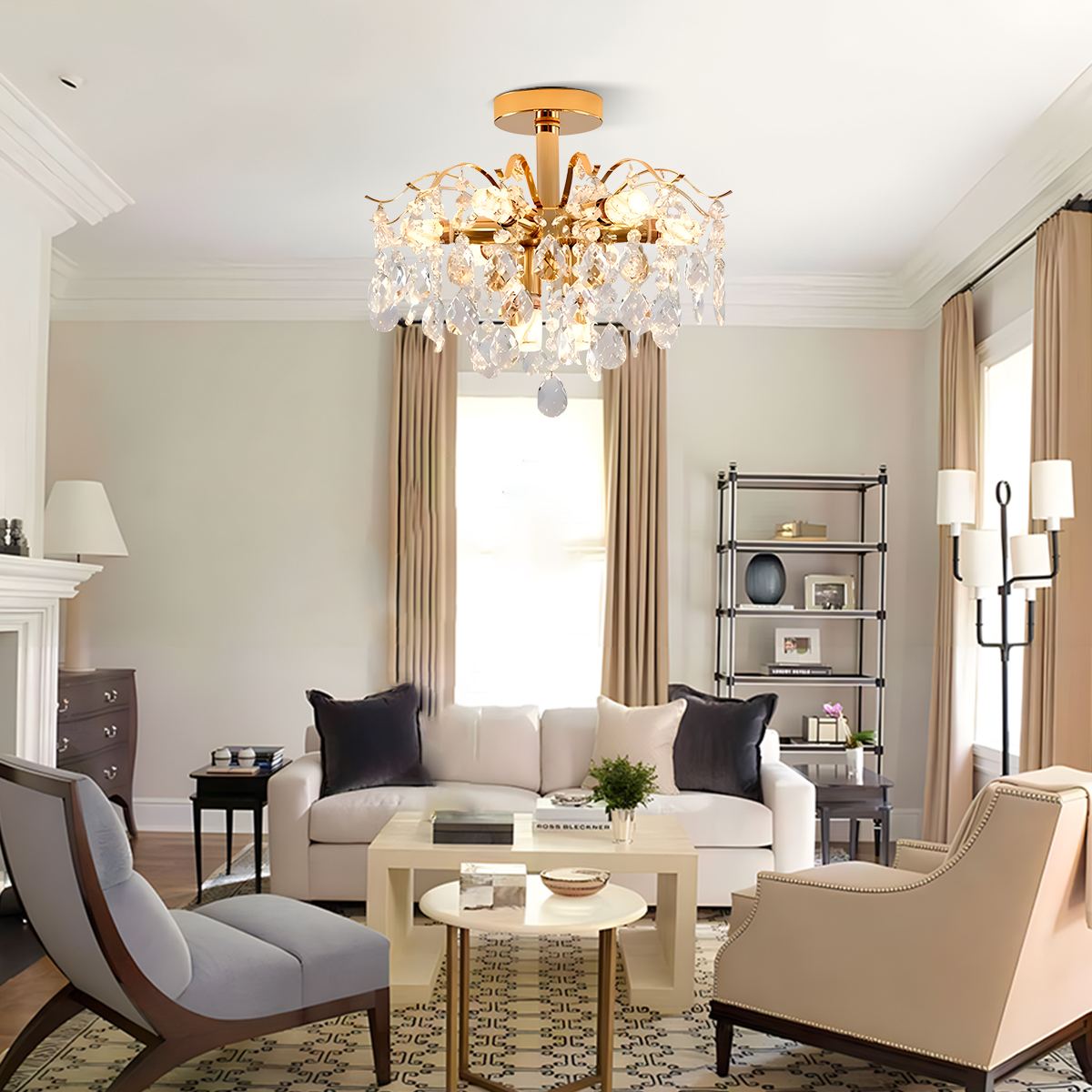 Feyran French Vintage Crystal Ceiling Chandelier