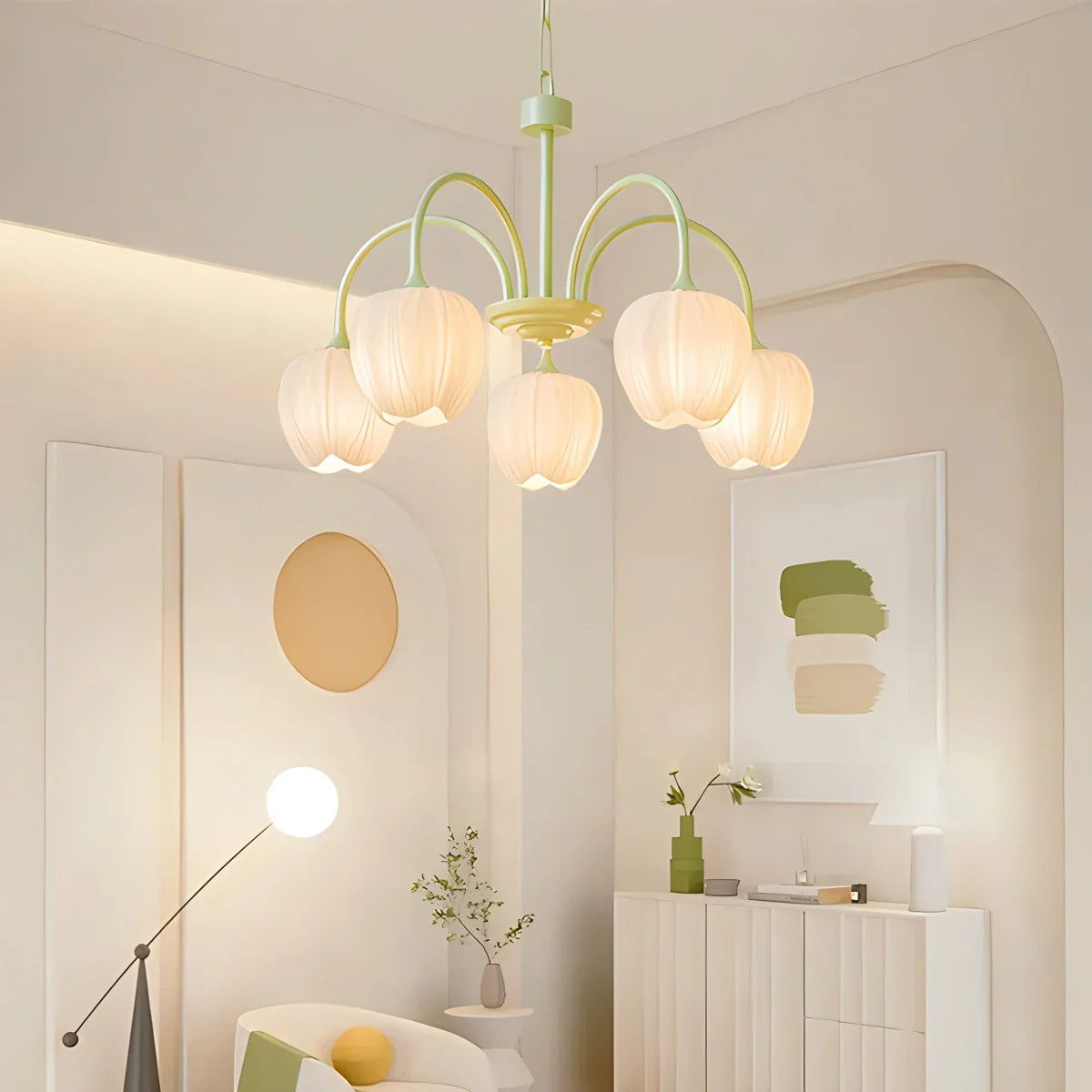 Feyran French Romance Tulip Matcha Chandelier
