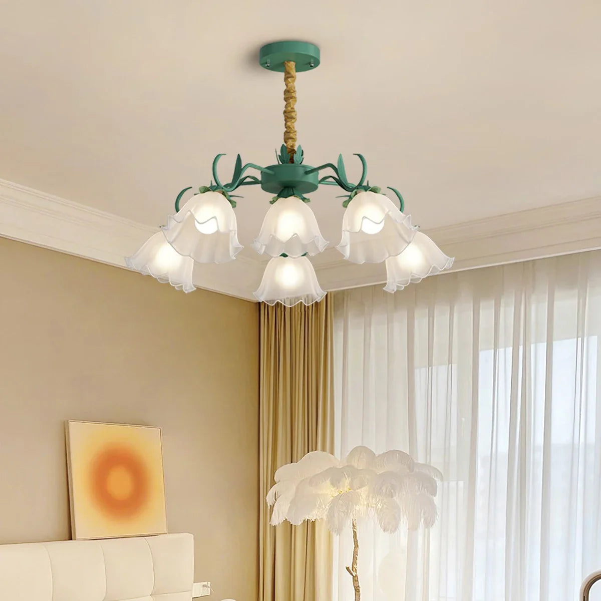 Feyran American Retro Pastoral Style Flower Chandelier