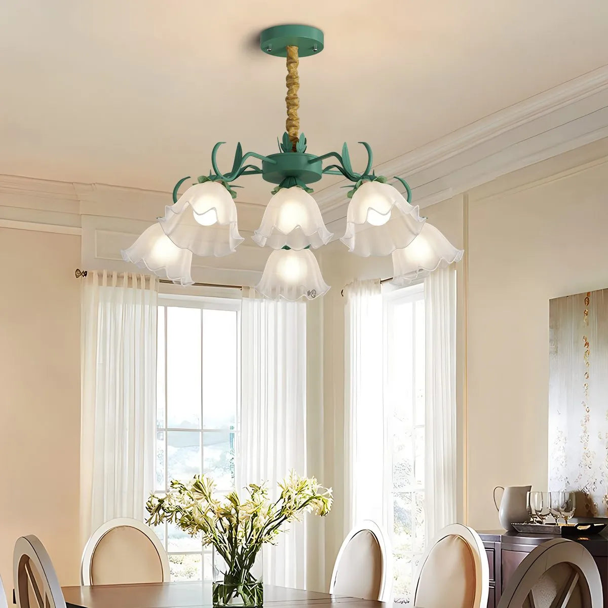 Feyran American Retro Pastoral Style Flower Chandelier