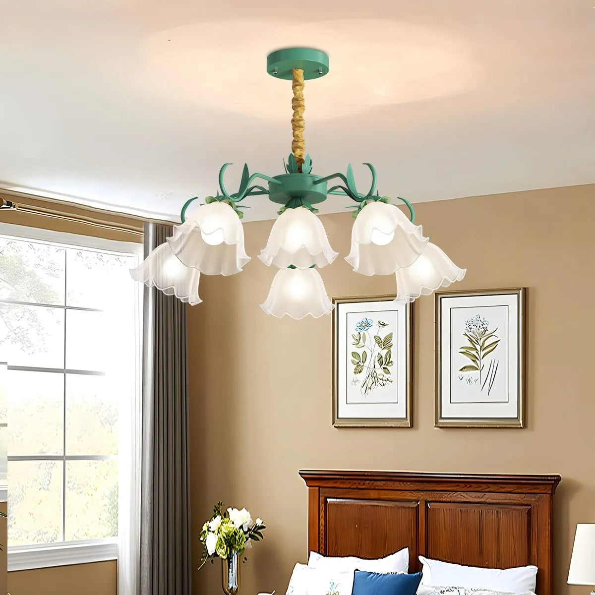 Feyran American Retro Pastoral Style Flower Chandelier
