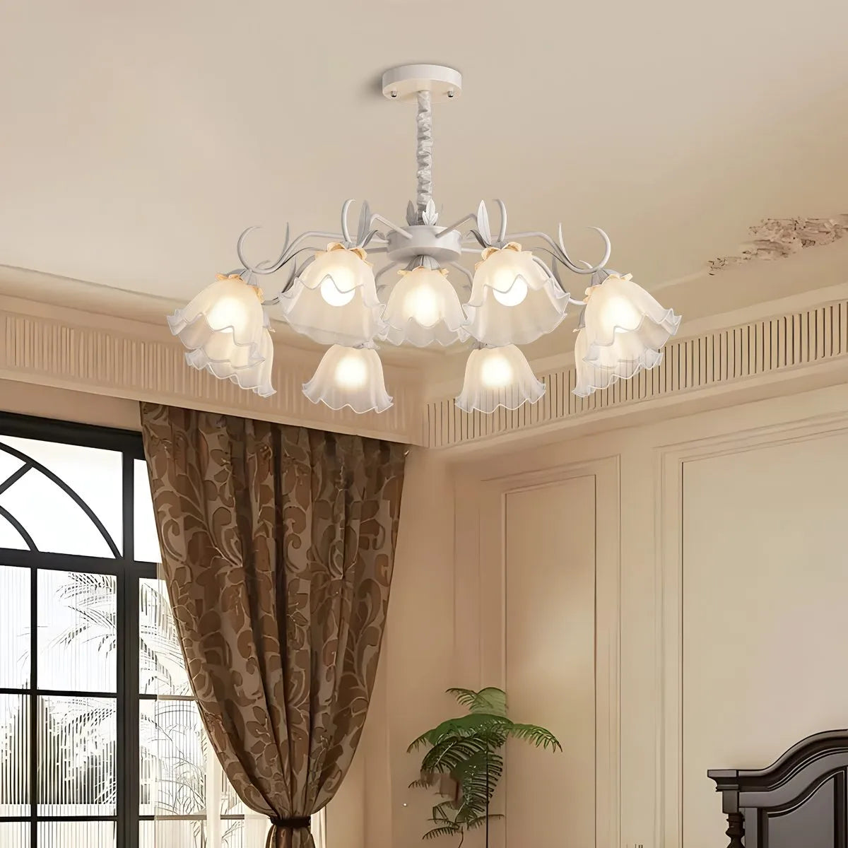 Feyran American Retro Pastoral Style Flower Chandelier