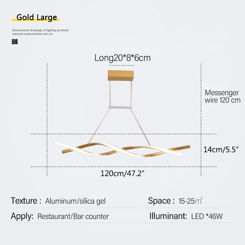 Feyran LED Linear Wave Chandelier for Dining Room