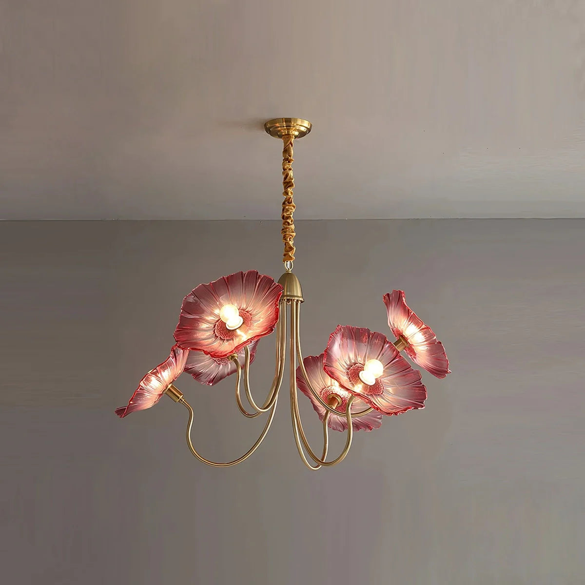 Feyran Lotus Leaf Glass Chandelier for Living Room