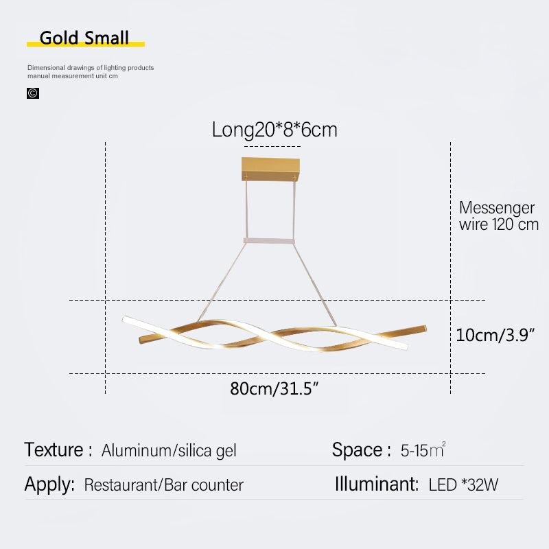 Feyran LED Linear Wave Chandelier for Dining Room