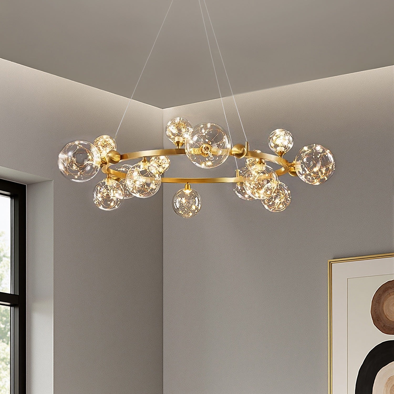 Gold Glass Globe Chandelier ch196 20250704 Feyran