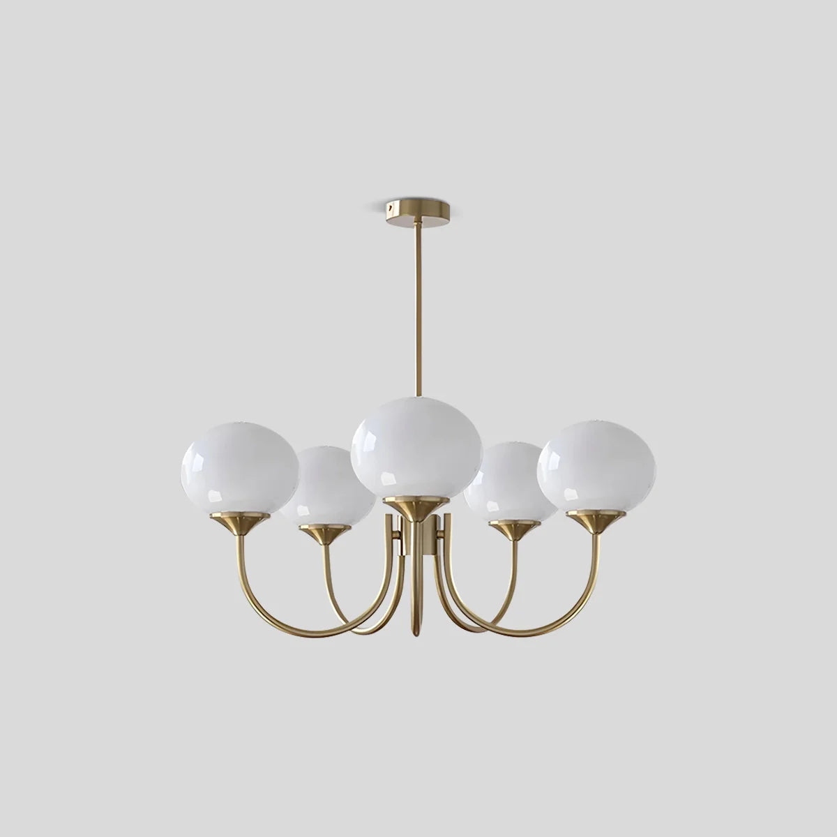 Feyran Pink Glass Globe Arm Chandelier for Living Room