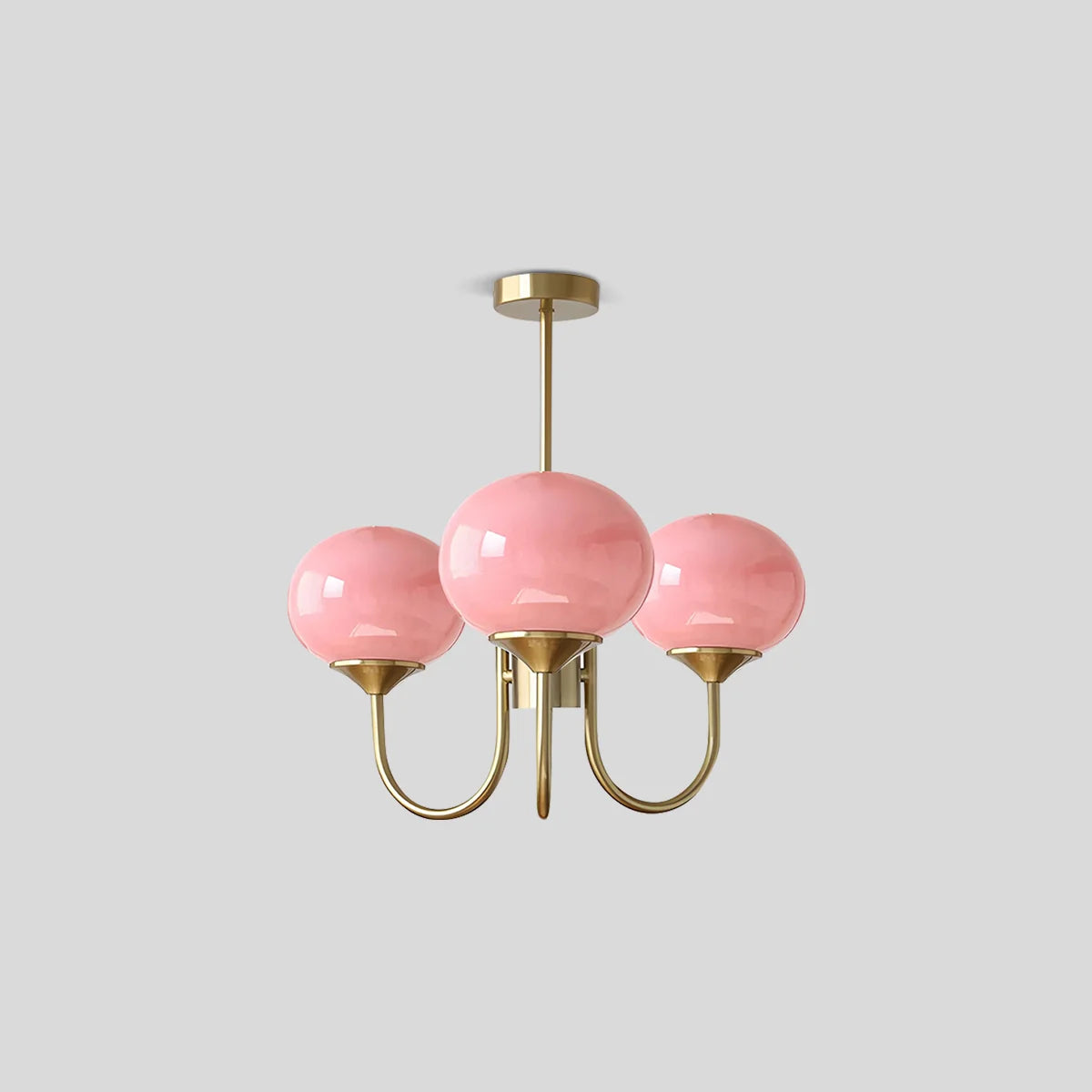 Feyran Pink Glass Globe Arm Chandelier for Living Room