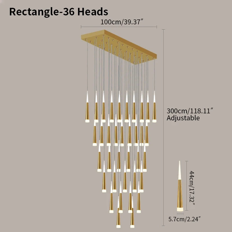 Feyran Meteor Shower Chandelier for Staircase