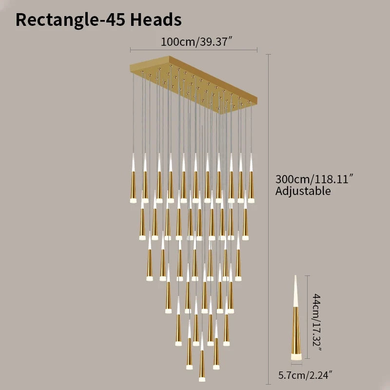 Feyran Meteor Shower Chandelier for Staircase