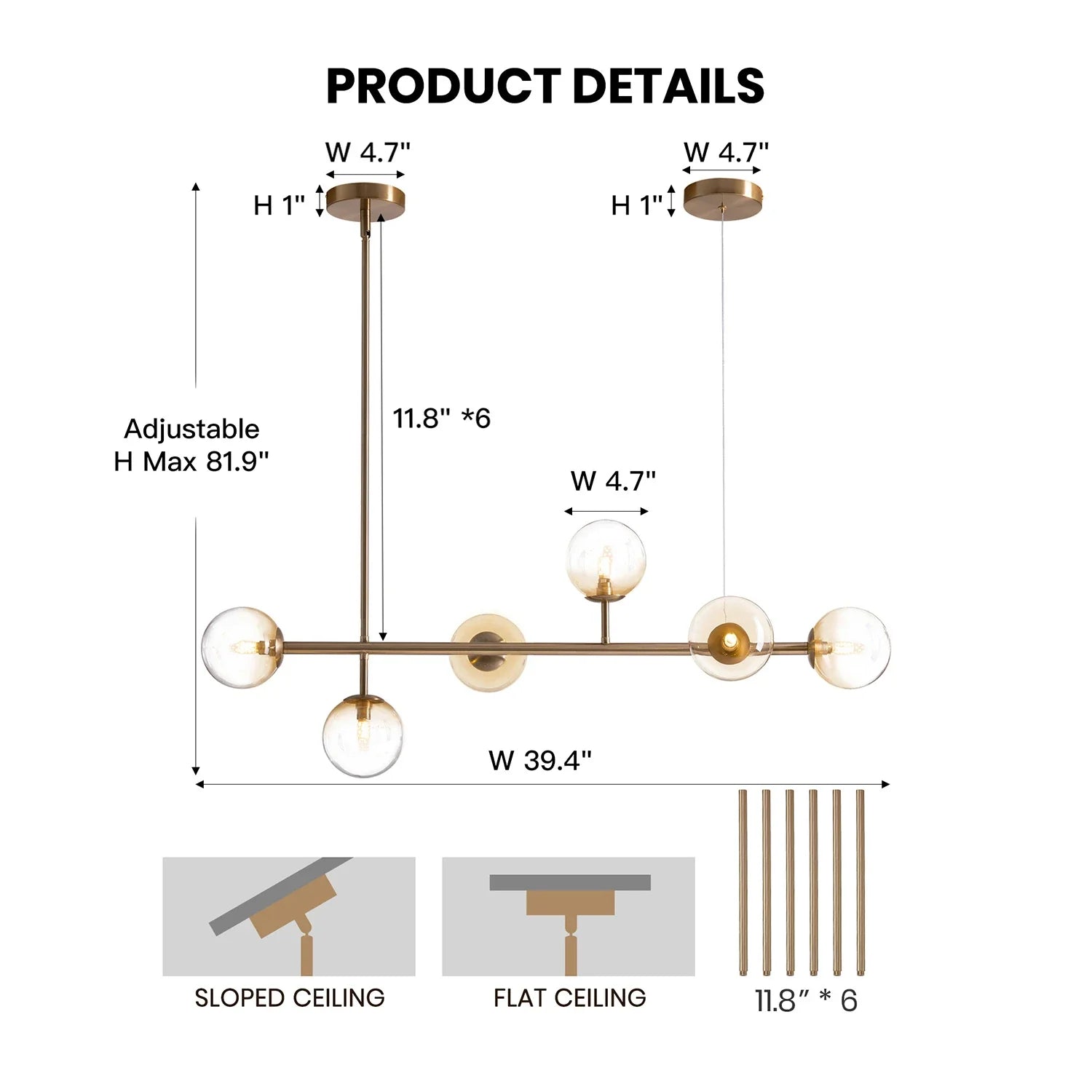 Gradient Glass Globe Chandelier for Dining Room 1 - Feyran