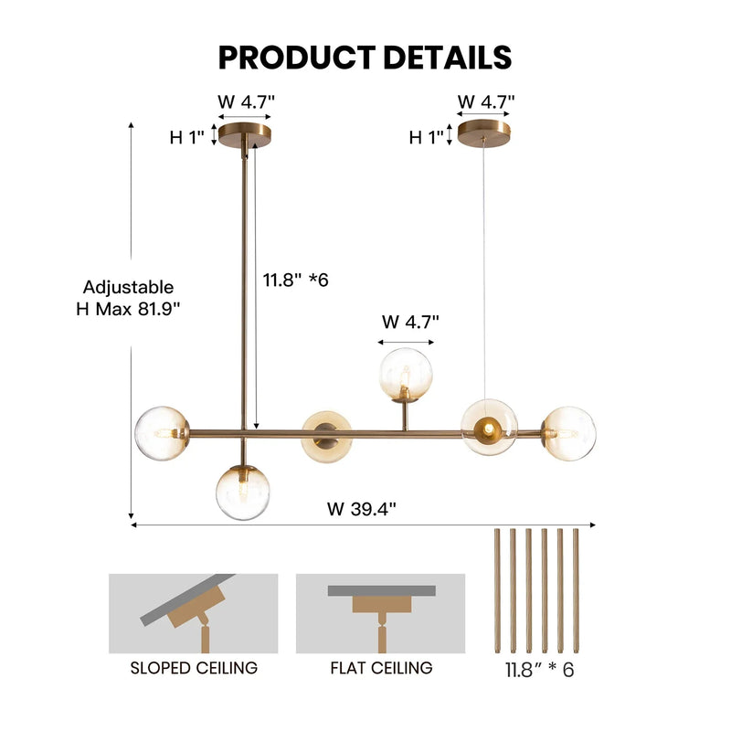 Gradient Glass Globe Chandelier for Dining Room 1 - Feyran