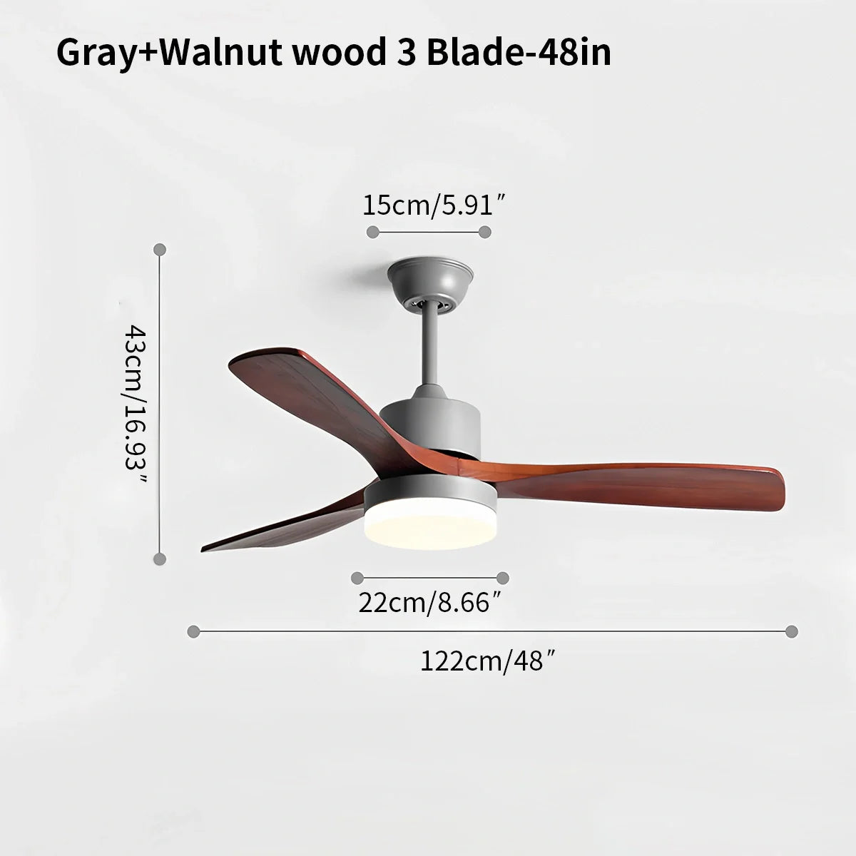 Feyran Solid Wood Ceiling Fan Light for Living Room