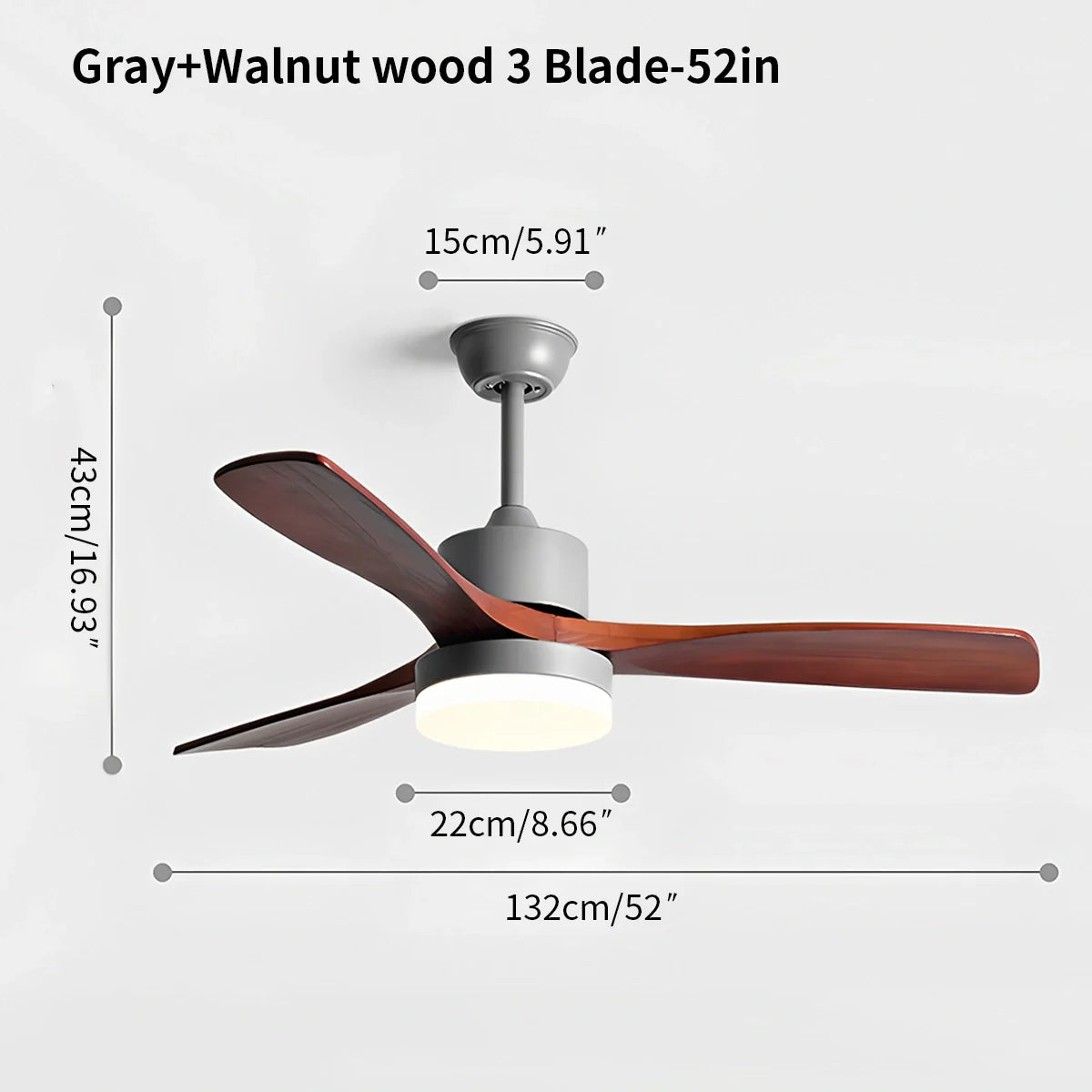 Feyran Solid Wood Ceiling Fan Light for Living Room