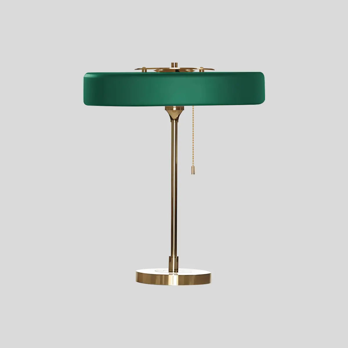 Feyran Mid-Century Round Table Lamp with Pull Chain